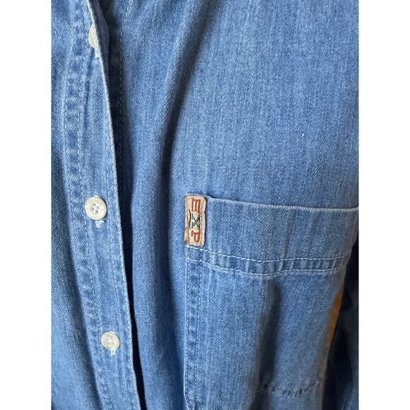 Vintage 90s Express Chambray Denim Button Down Women's Shirt Size Large - Picture 2 of 9